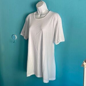 Jet White Egyptian Cotton Tunic Length Tee Shirt Womens Size L 44" Bust